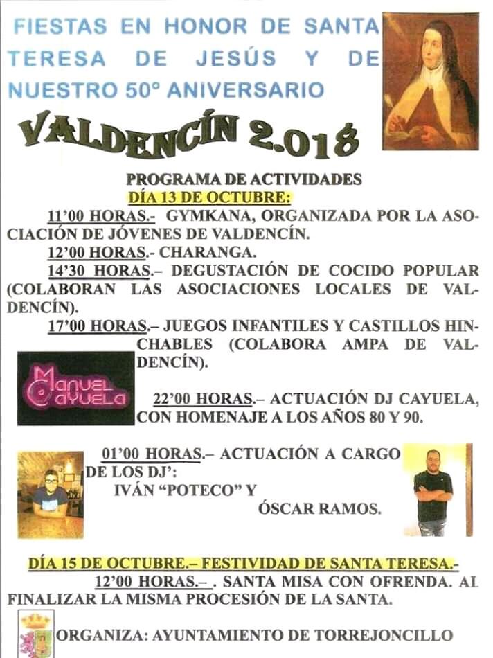 Imagen Fiestas en honor a Santa Teresa de Jesús en Valdencín