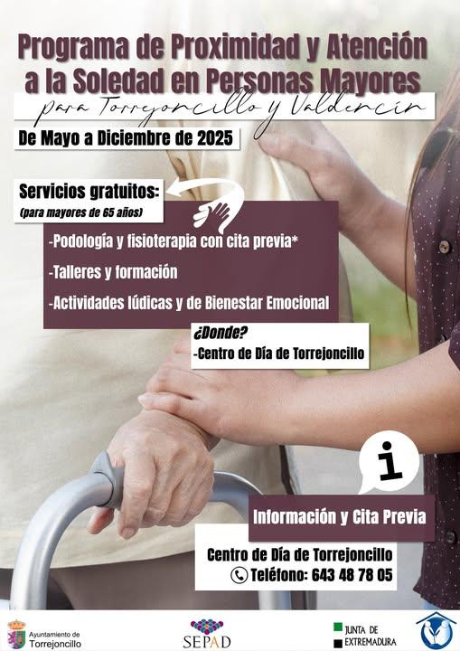 Imagen PROGRAMA DE PROXIMIDAD Y ATENCIÓN A LA SOLEDAD EN PERSONAS MAYORES PARA TORREJONCILLO Y VALDENCÍN 2025