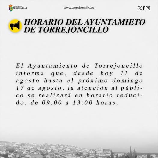 Imagen Del 11 al 17 de Agosto - Horario de atención en el Ayuntamiento