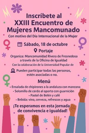 Imagen Inscríbete al XXIII Encuentro de Mujeres Mancomunado