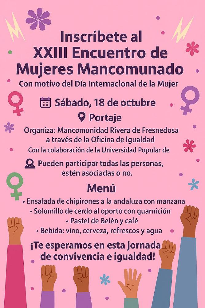 Imagen Inscríbete al XXIII Encuentro de Mujeres Mancomunado