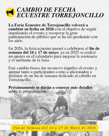 Imagen CAMBIO DE FECHA – ECUESTRE DE TORREJONCILLO 2026.