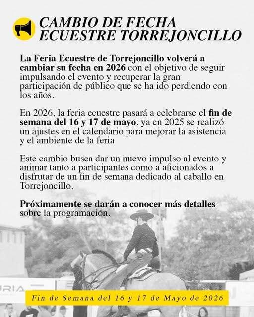 Imagen CAMBIO DE FECHA – ECUESTRE DE TORREJONCILLO 2026.