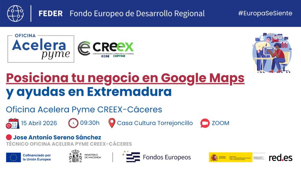 Imagen 15 de Abril - Curso Posiciona tu negocio en Google Maps y ayudas en Extremadura.